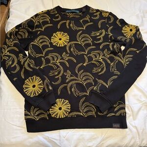 Scotch & Soda Black and Gold Floral Men's Crewneck Sweater